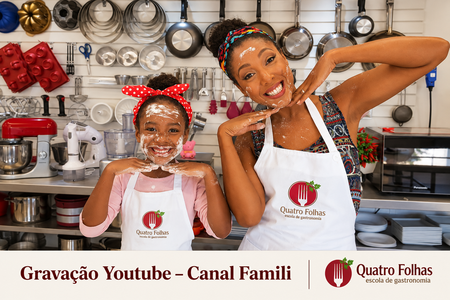 Gravação do Canal Famili na cozinha da Quatro Folhas