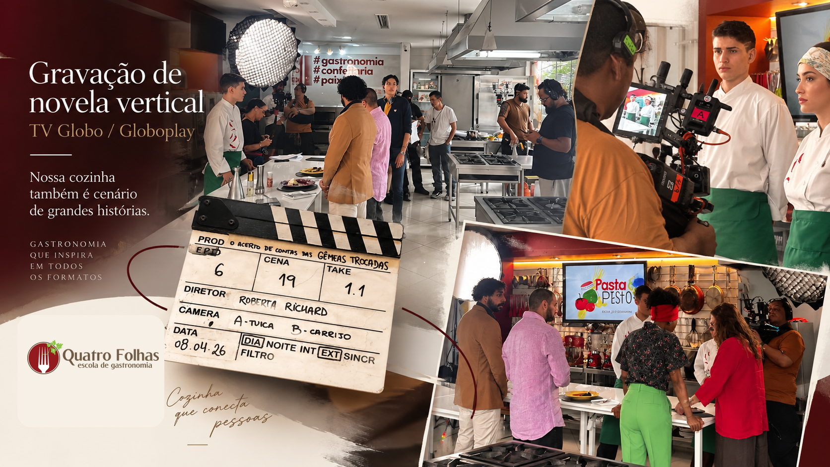 Gravação de novela vertical na cozinha da Quatro Folhas